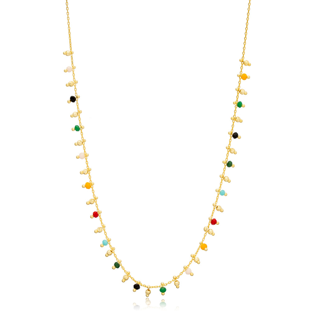 Celestial Gaze Shaker Multicolor Necklace, gold plated, handcrafted gemstone necklace Singapore