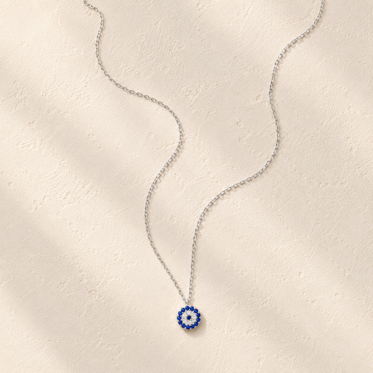 Evil Eye Necklace in Rhodium