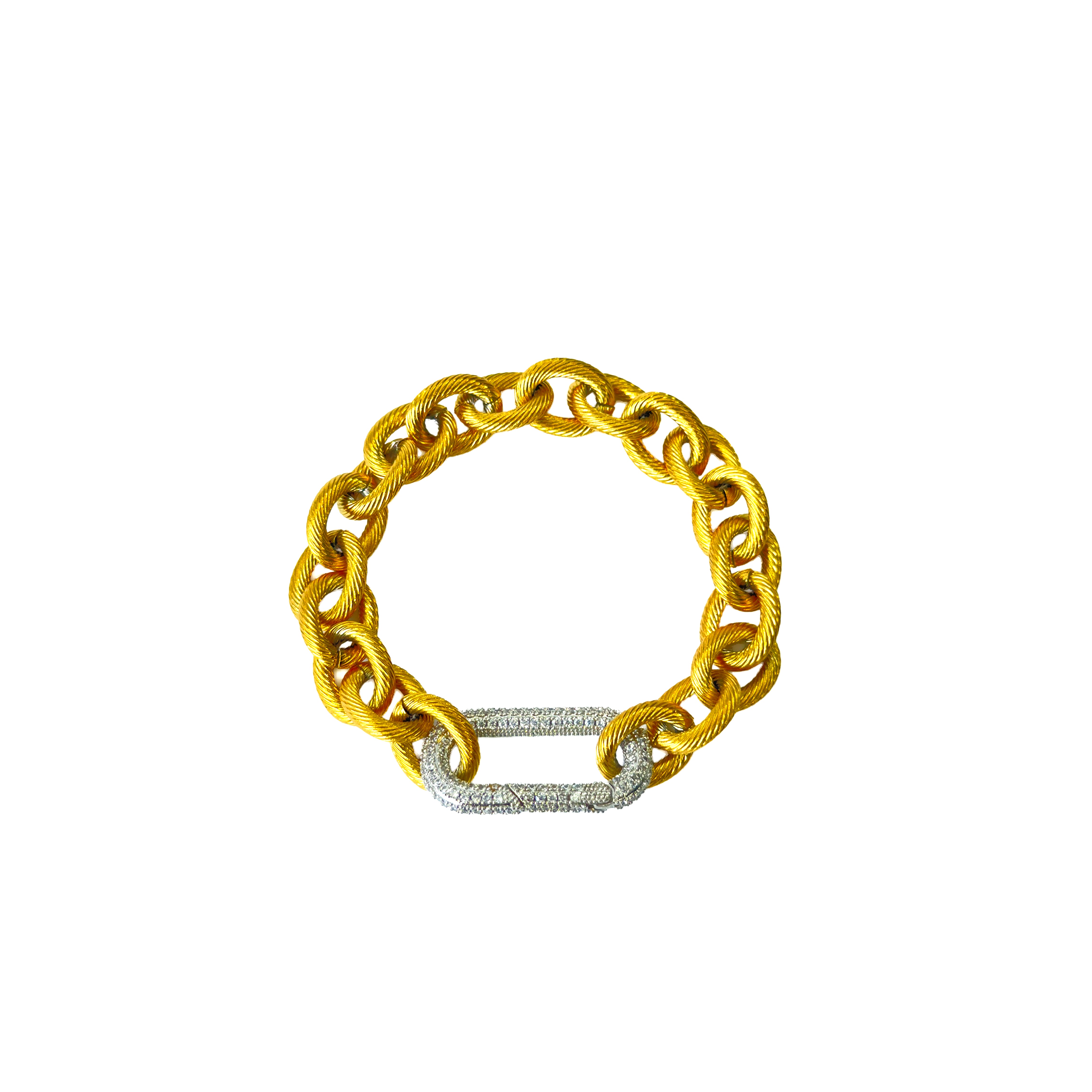 DNA Chain Bracelet in Gold with Silver Clasp in Zircon, gold plated, handcrafted gemstone bracelets Singapore