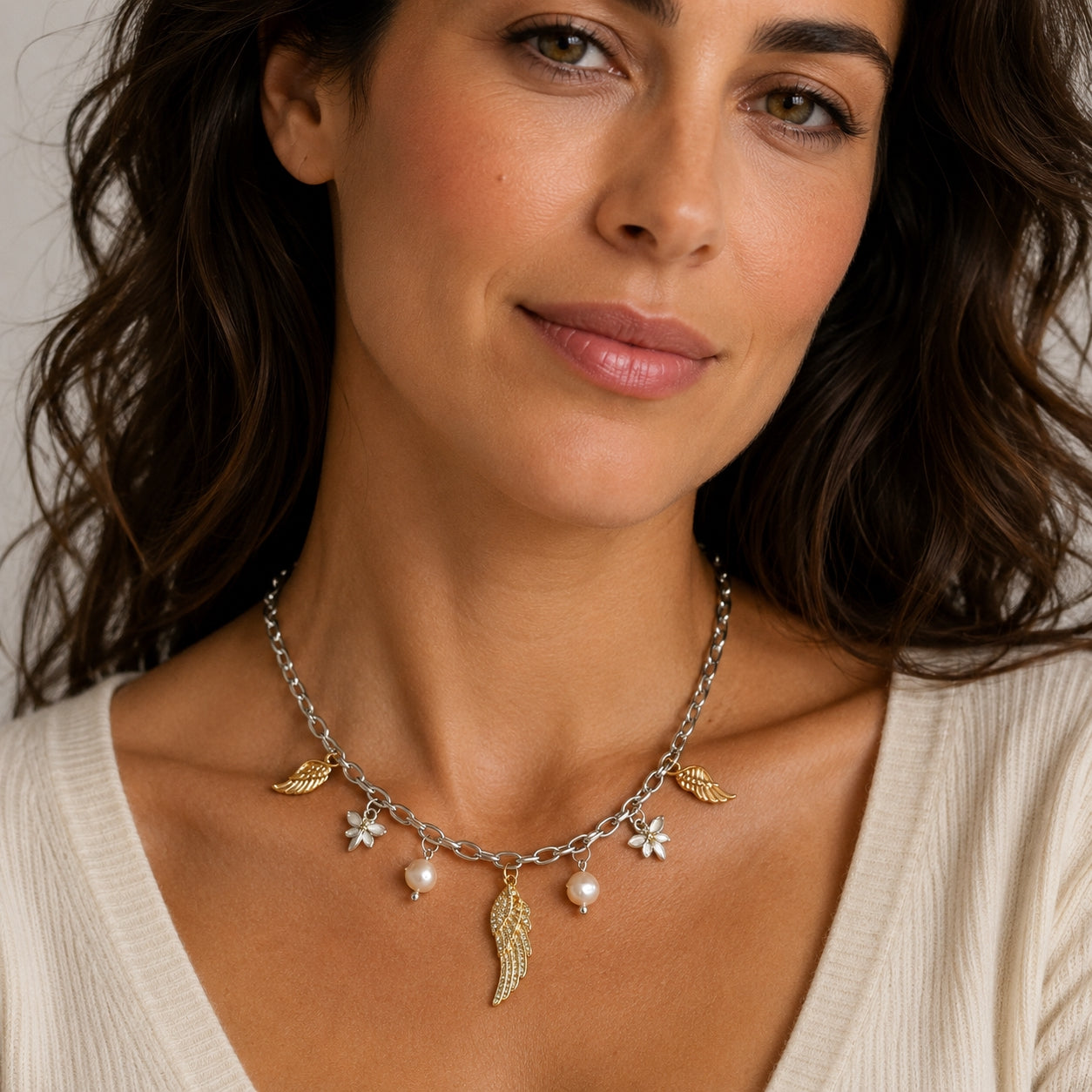 Dreamweaver Charm Necklace in Rhodium