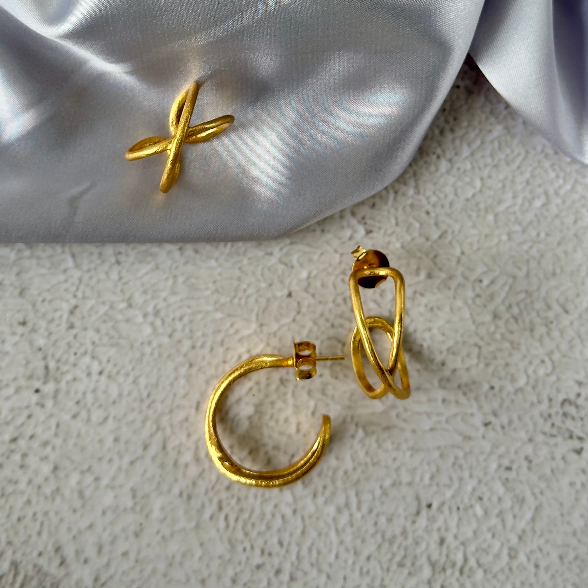 Gen-X Hoop Earrings, gold plated, handcrafted gemstone earrings Singapore