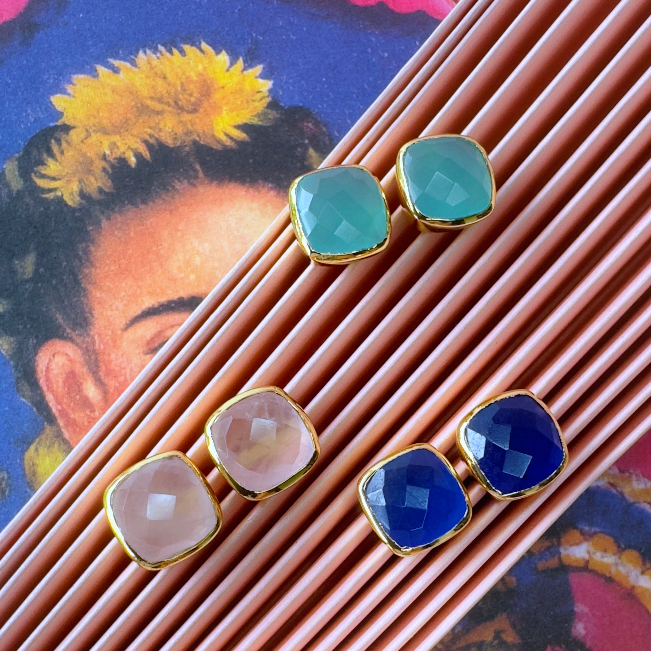 Amie Studs in Blue Chalcedony