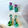 Earrings - Pink Topaz & Green Quartz Double Drops