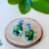 Earrings - Blue Topaz & Green Quartz Double Drops