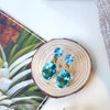 Earrings - Blue Topaz, Citrine & Indicolite Quartz Trio