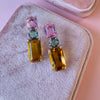 Earrings - Pink Topaz, Indicolite Quartz & Beer Quartz