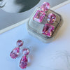 Earrings - Pink Topaz Double Drops