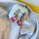 Earrings - Blue Topaz & Pink Topaz Trio