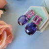 Earrings - Pink Topaz & Amethyst Double Drops