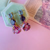 Earrings - Blue Topaz, Amethyst & Pink Topaz Trio