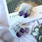 Earrings - Blue Topaz & Amethyst Trio
