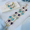 Bracelet - 4 line - Aquamarine, Amethyst & Turquoise