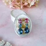 Earrings - Pink Topaz & Blue Topaz Trio