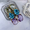 Earrings - Prasiolite, Blue Topaz & Amethyst Trio