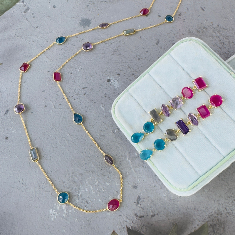 Necklace - Multi Coloured Quartz