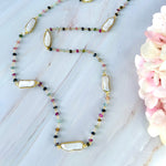 Necklace - Tourmaline Beads & Biwa Pearls
