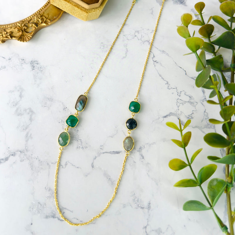 Necklace - Moss Agate, Green Onyx & Labradorite