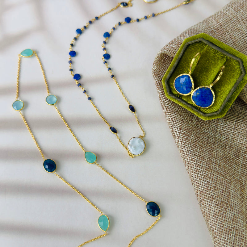 Necklace - Aqua Chalcedony & Lapis Blue Chalcedony