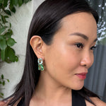 Earrings - Blue Topaz & Green Quartz Double Drops