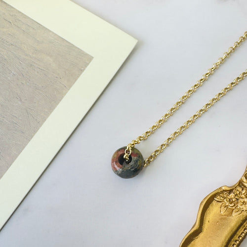 Necklace - Serpentine Pi Disc On Rolo Chain - LAST PIECE