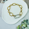 Bracelet - Gold Oval link With Silver Clasp