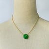 Necklace - Jade Pi Disc On Rolo Chain