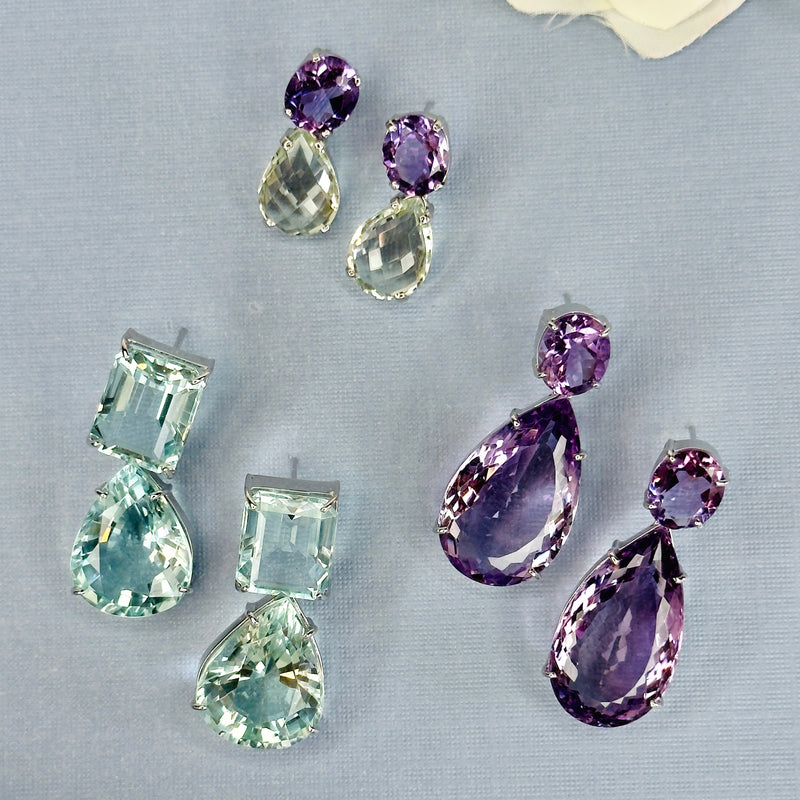 Earrings - Amethyst Double Drops