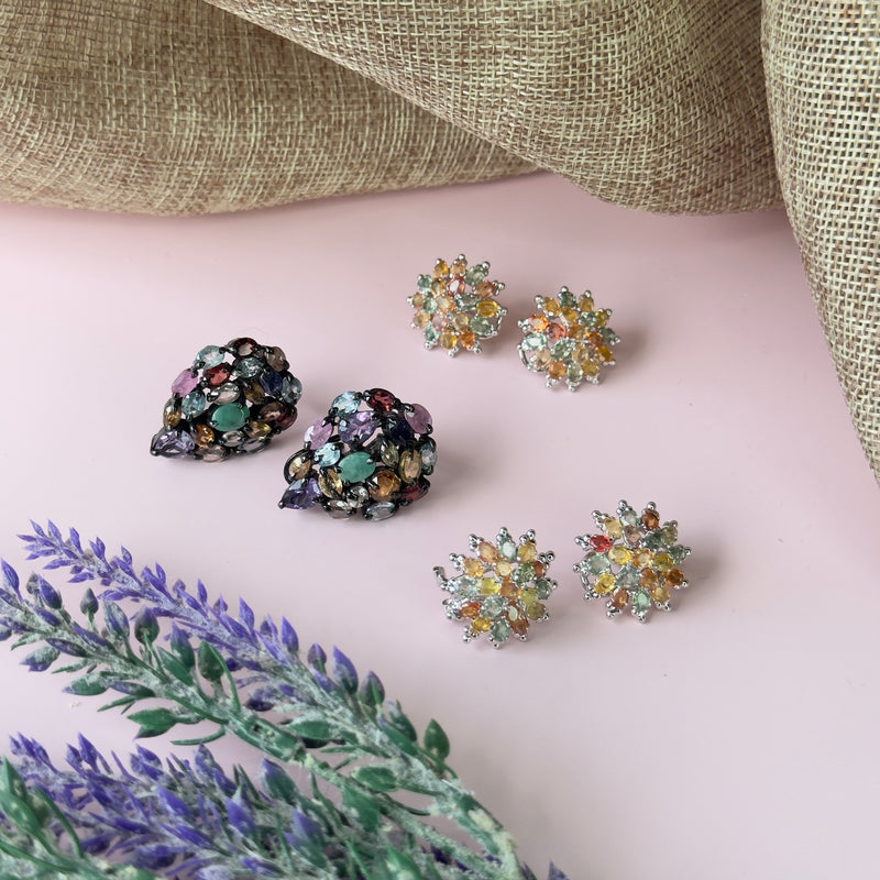 Earrings - Multi Sapphire Cluster