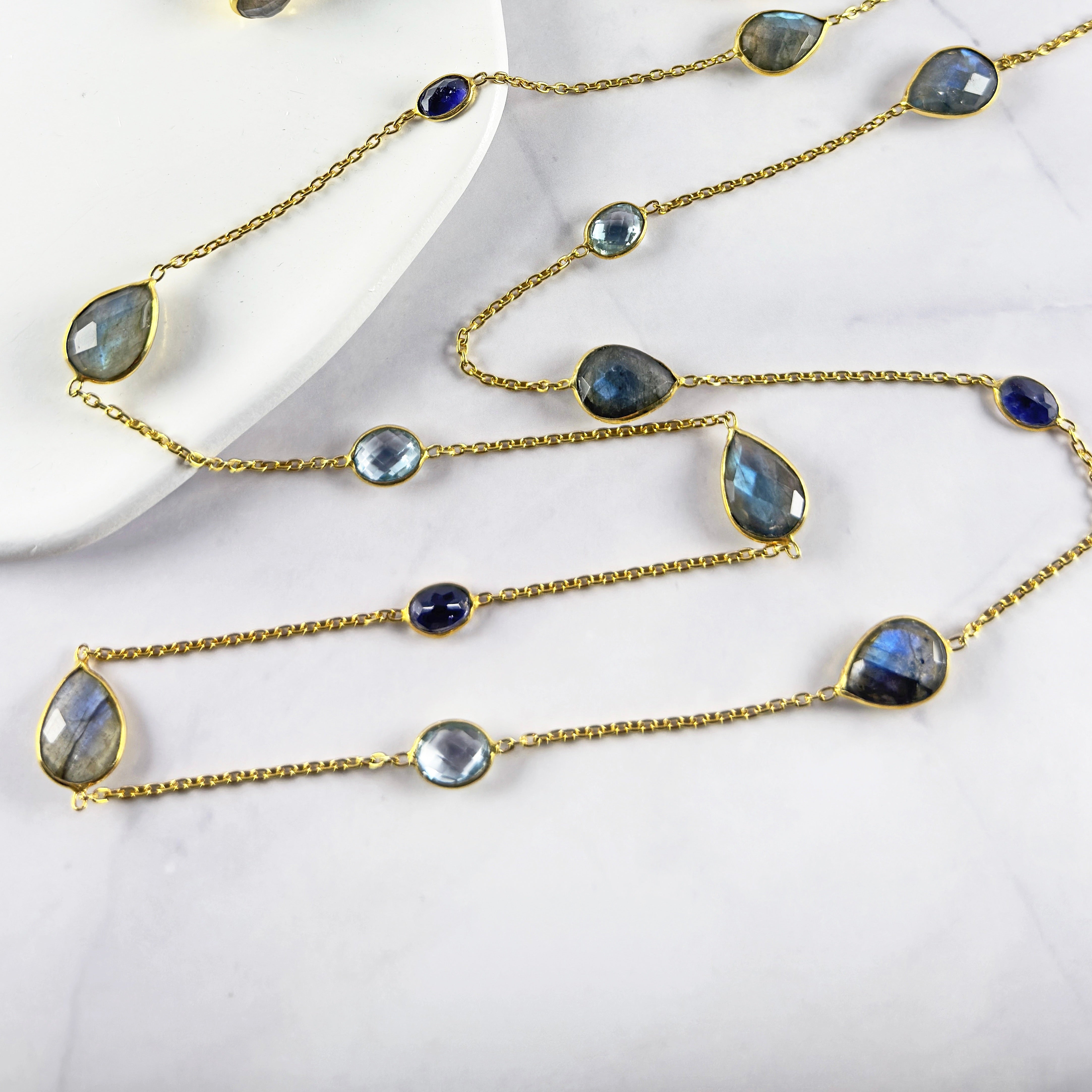 Labradorite, Iolite & Blue Topaz Necklace