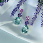 Earrings - Pink Topaz, Amethyst & Aquamarine Trio