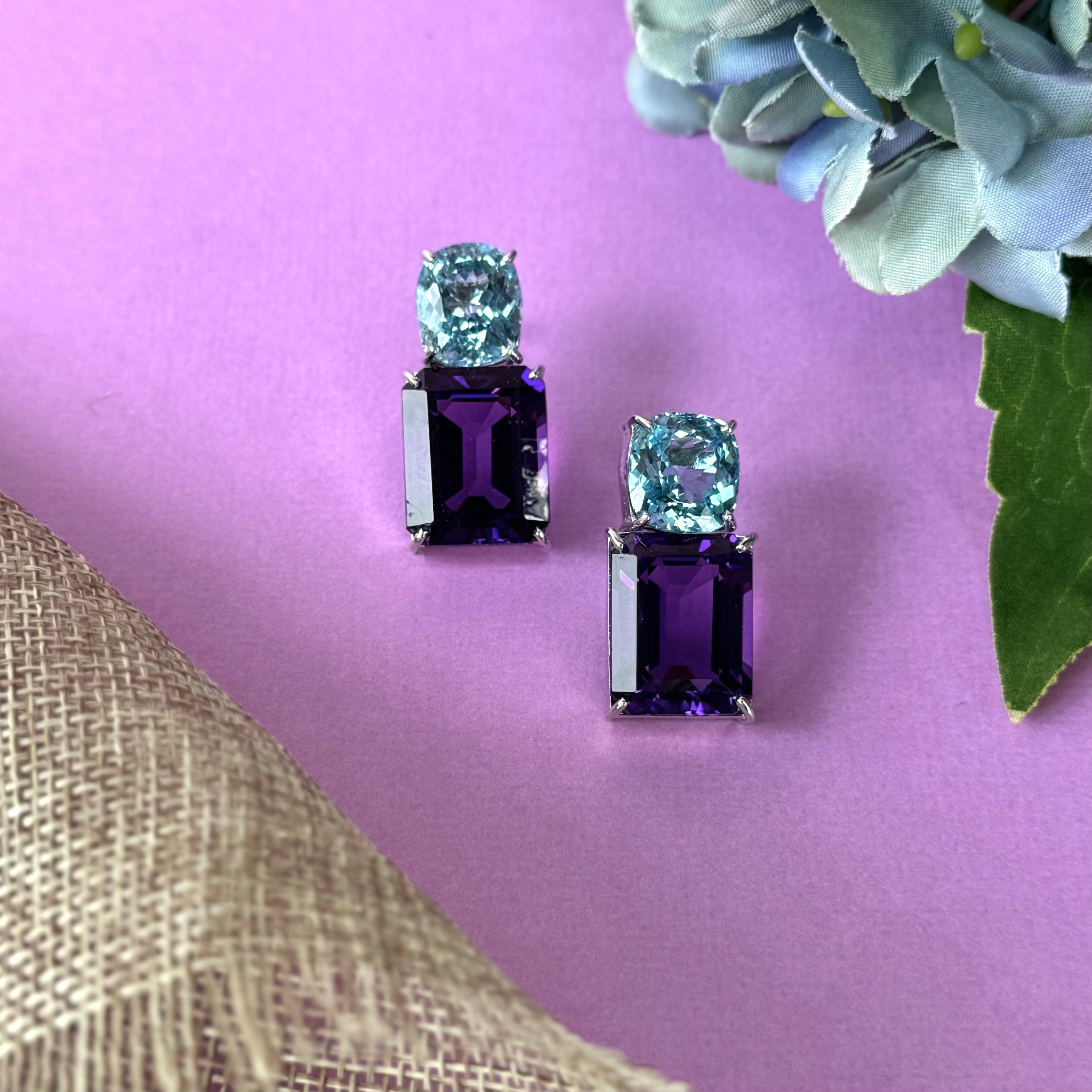Blue Topaz & Amethyst Duo