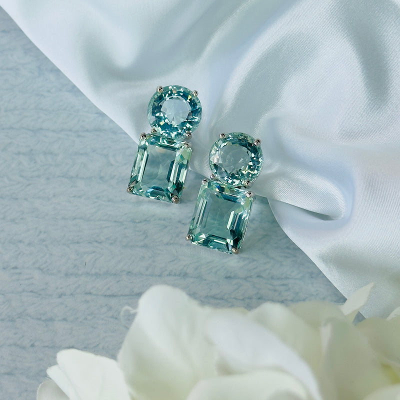 Earrings - Aquamarine Double Drops