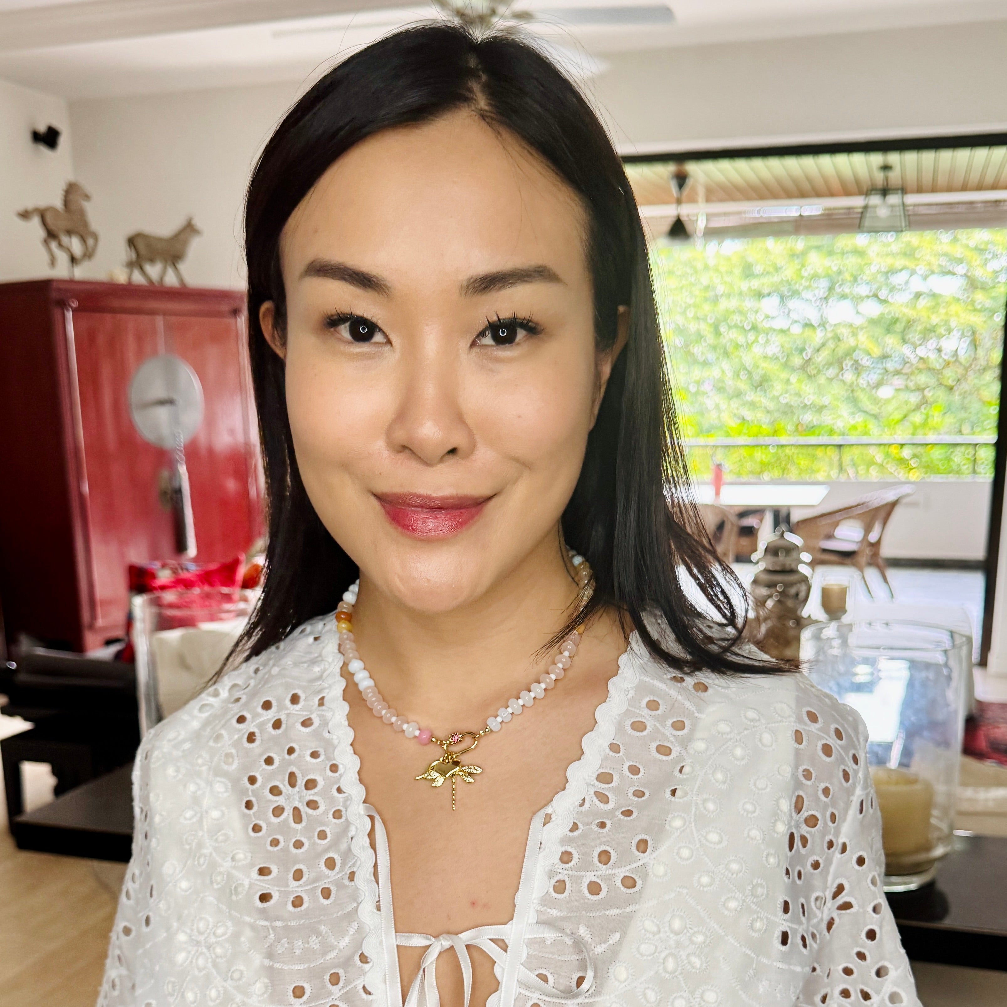 Dreamweaver Necklace in Cloudberry, gold plated, handcrafted gemstone necklace Singapore