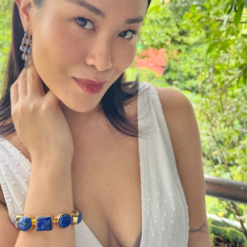 Cuff - Single line Lapis Lazuli