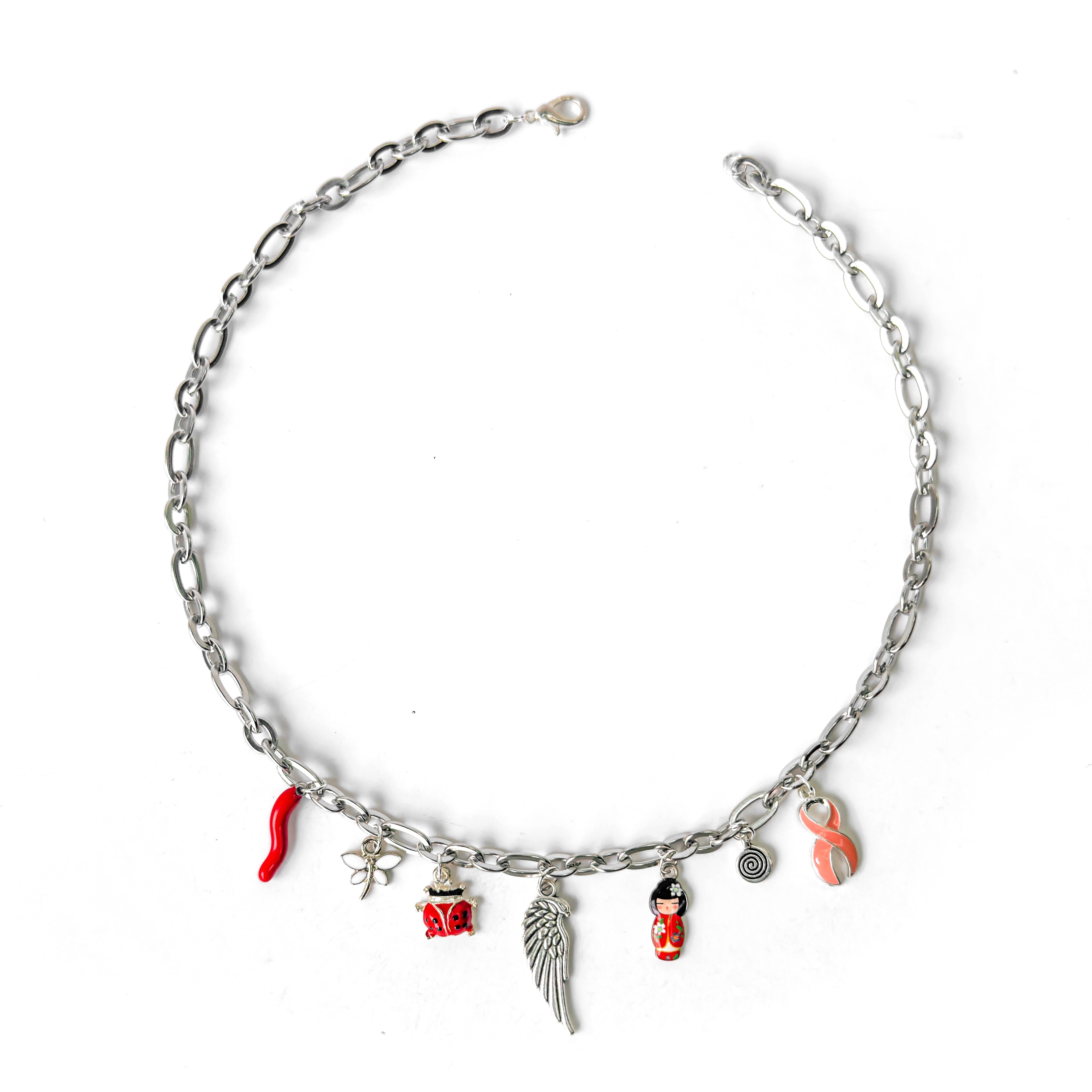 Dreamweaver Charm Necklace in Rhodium