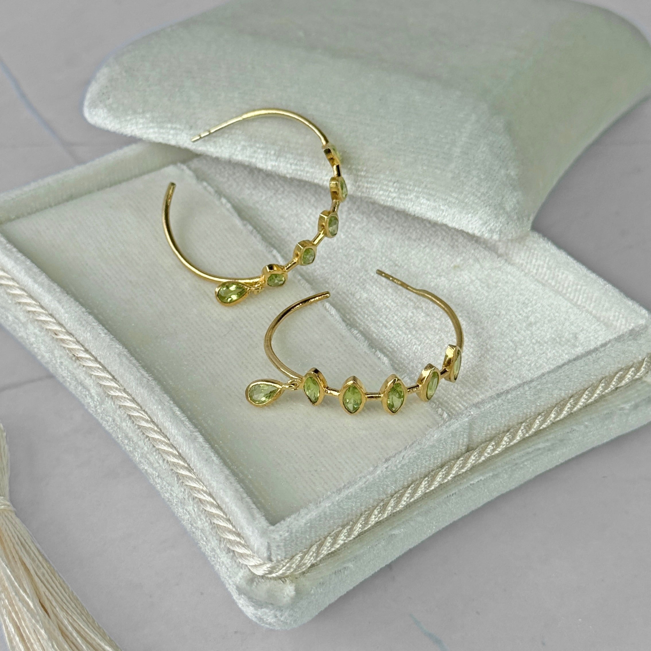 Peridot Dangle Hoop Earrings