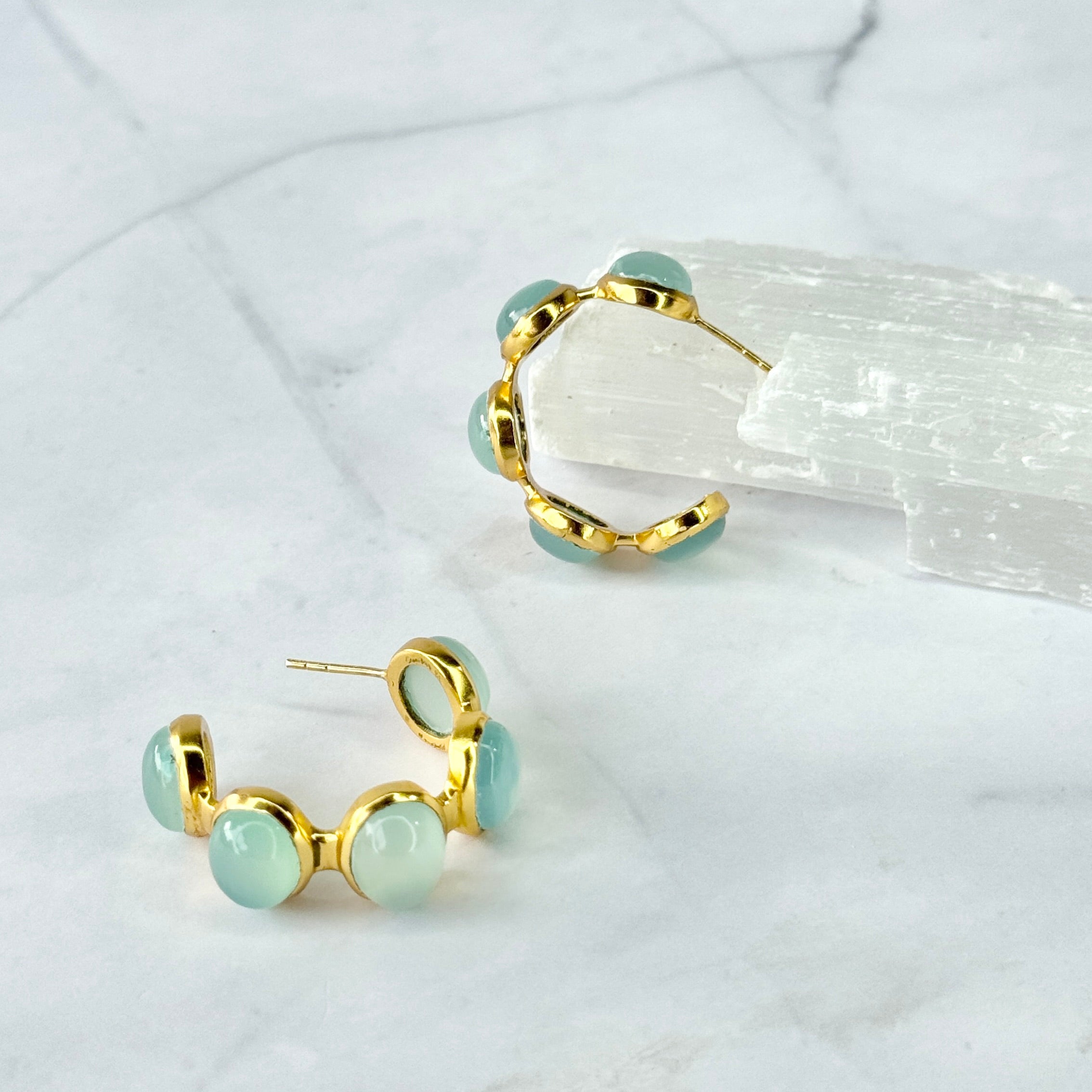 Bubble Hoop in Aqua Chalcedony