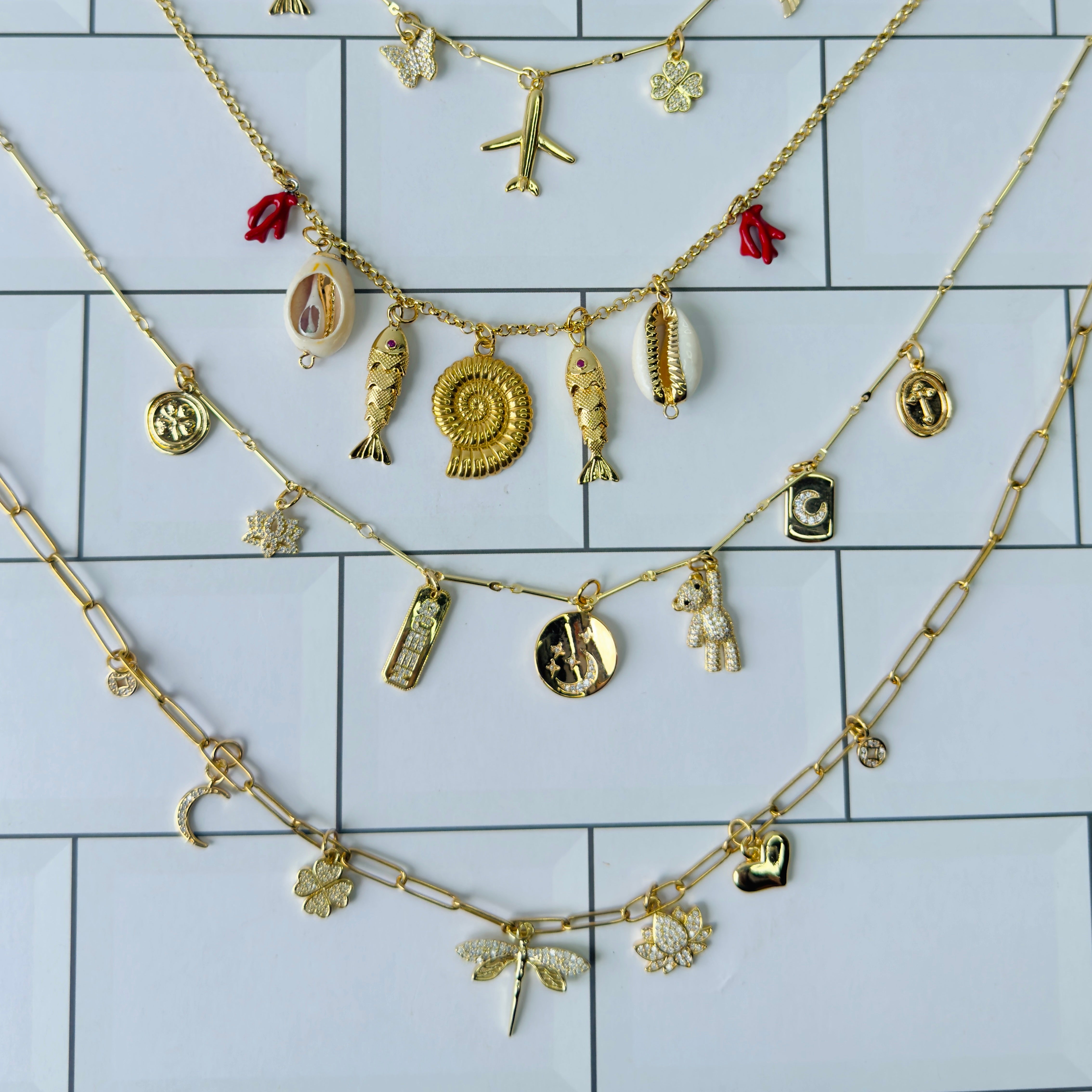 Dreamweaver Charm Necklace, gold plated, handcrafted gemstone necklace Singapore