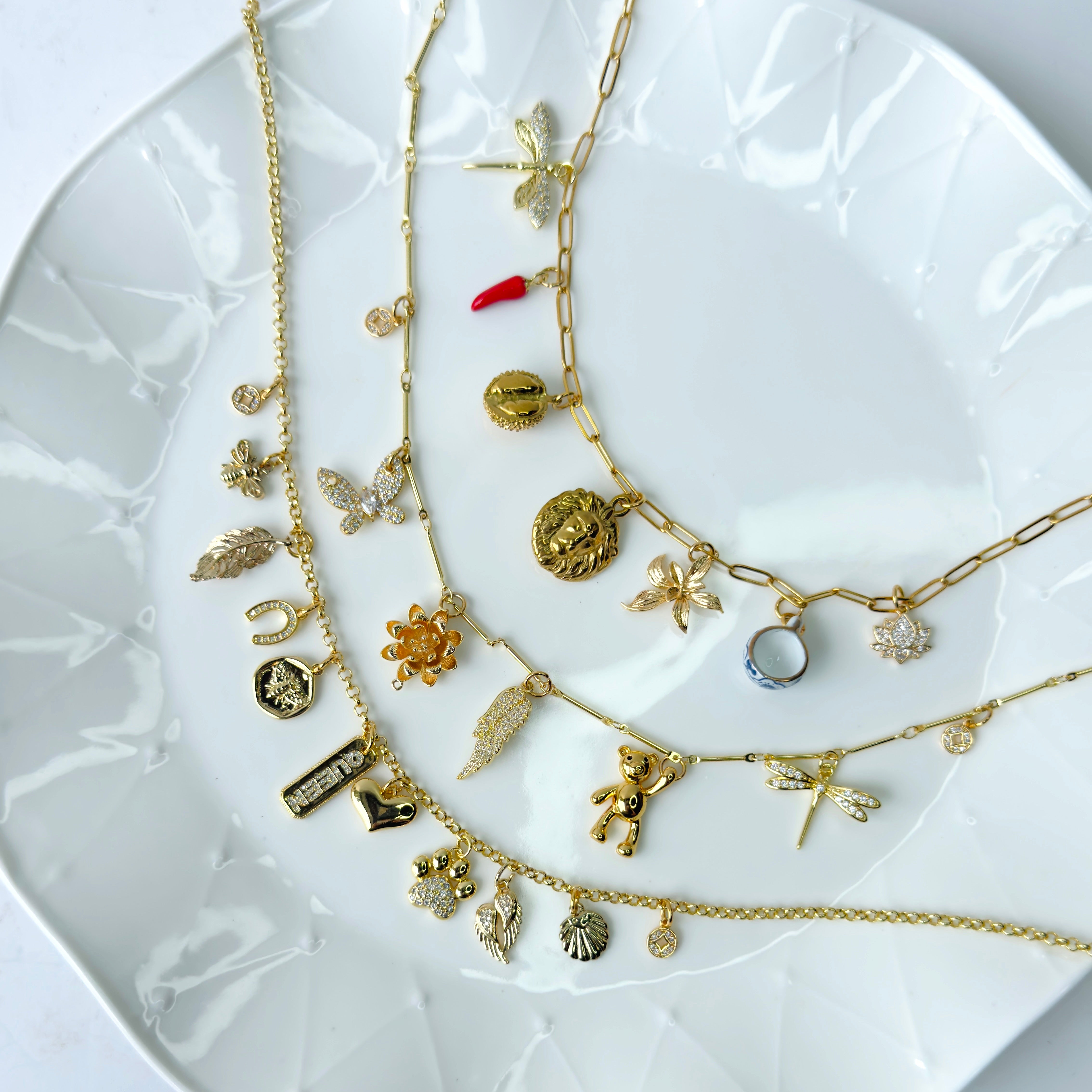 Dreamweaver Charm Necklace, gold plated, handcrafted gemstone necklace Singapore