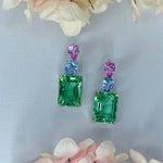 Earrings - Pink Topaz, Blue Topaz, & Green Quartz Trio