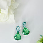 Earrings - Blue Topaz & Green Quartz Double Drops