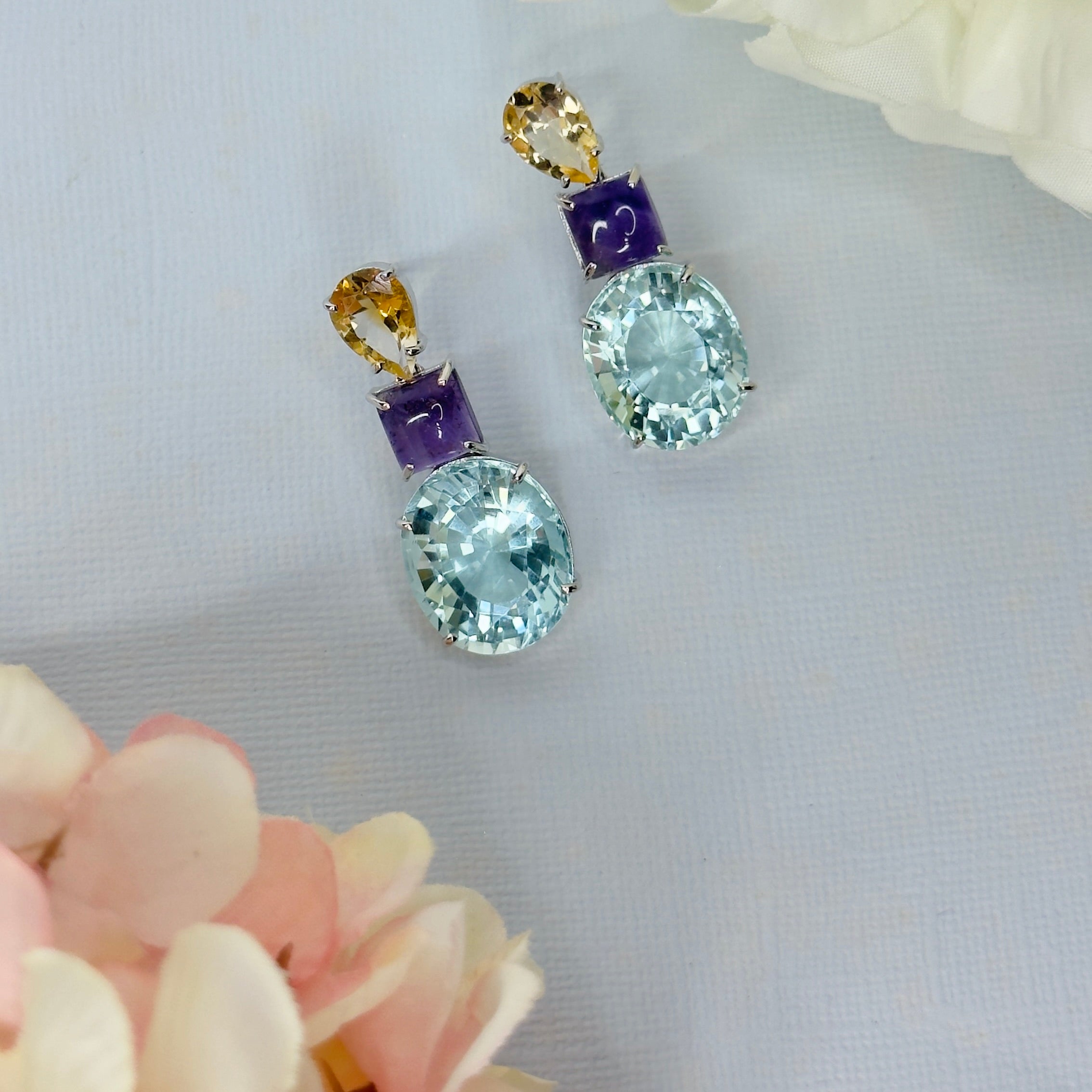 Citrine, Amethyst & Aquamarine Trio