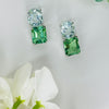 Earrings - Blue Topaz & Green Quartz Double Drops