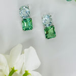 Earrings - Blue Topaz & Green Quartz Double Drops