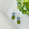 Earrings - Blue Topaz & Peridot Cabochon