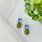 Earrings - Blue Topaz & Peridot Cabochon