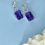 Earrings - Prasiolite, Clear Crystal Quartz & Amethyst Trio