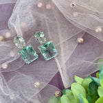 Earrings - Prasiolite & Aquamarine Double Drops