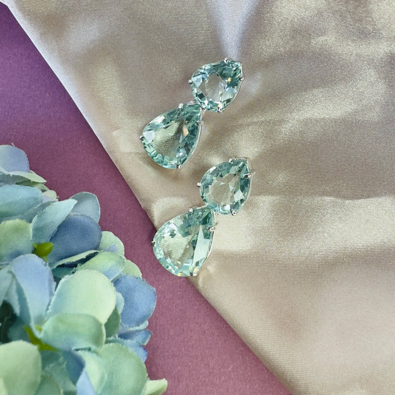 Earrings - Aquamarine Double Drops