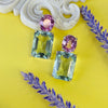 Earrings - Pink Topaz & Aquamarine Double Drops
